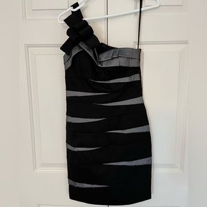 Black & Silver one shoulder dress, size 8